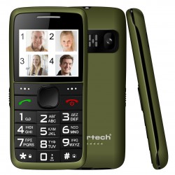 POWERTECH κινητό τηλέφωνο Sentry Eco V2, dual SIM, πλήκτρο SOS, χακί
