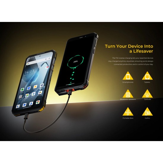 OUKITEL smartphone WP60, 7.2", 8/256GB, 5G, 10000mAh, IP68/IP69K/MIL-STD-810H, κίτρινο