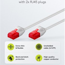 GOOBAY καλώδιο δικτύου 71545, CAT 6 U/UTP, slim, copper, 250MHz, 0.15m, γκρι