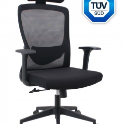 POWERTECH καρέκλα γραφείου PT-1390 με μπράτσα και ανάκλιση, ρυθμιζόμενο ύψος, μαύρη