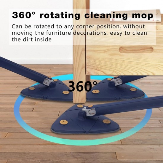 HOME USE τριγωνική σφουγγαρίστρα HUH-0257 με 4x πανιά μικροϊνών, προσαρμόσιμο ύψος, μπλε