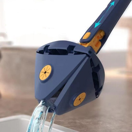 HOME USE τριγωνική σφουγγαρίστρα HUH-0257 με 4x πανιά μικροϊνών, προσαρμόσιμο ύψος, μπλε