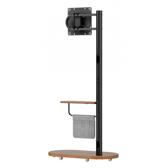 BRATECK βάση τηλεόρασης δαπέδου FS54-22T-02W, 17-43", έως 15kg, με ράφι & ροδάκια, μαύρη