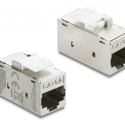 DELOCK Keystone module RJ45 90989, θηλυκό σε θηλυκό, Cat 6A STP, ασημί