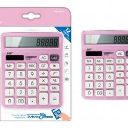 MP αριθμομηχανή PE028-2, ηλιακό & μπαταρίες, 12 ψηφία, ροζ