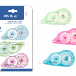 BEBASIC σετ διορθωτική ταινία S063, 5mm x 12m, μπλε/πράσινη/ροζ, 3τμχ
