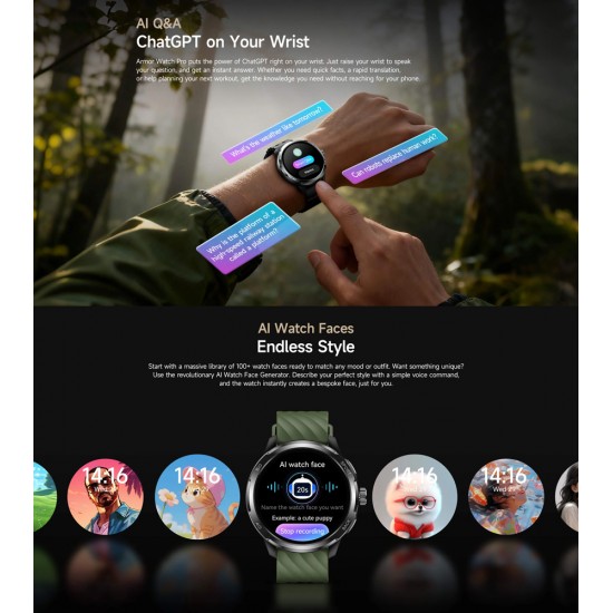 ULEFONE smartwatch Armor Watch Pro, 2x λουράκια, heart rate, 1.50" AMOLED, GPS, 5 ΑΤΜ/IP68/IP69K/MIL-STD-810H, μαύρο