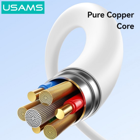 USAMS καλώδιο Lightning σε USB SJ762, 2.4A 12W, 480Mbps, 1m, λευκό