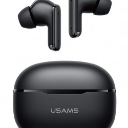 USAMS earphones με θήκη φόρτισης E05, True Wireless, BT 6.0, μαύρα