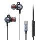 USAMS earphones με μικρόφωνο US-SJ758, USB-C σύνδεση, μεταλλικά, 1.2m, γκρι