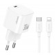 USAMS φορτιστής τοίχου CC262 με καλώδιο Lightning, 30W, GaN, λευκός