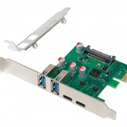 POWERTECH κάρτα επέκτασης PCIe σε 2x USB & 2x USB-C ST632, 5Gbps, NEC D720201