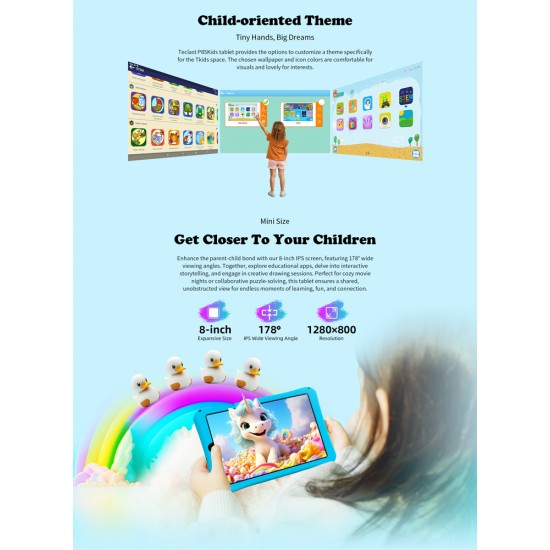 TECLAST tablet P85 Kids, 8", 3/64GB, Android 15, 5000mAh, ροζ