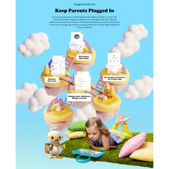 TECLAST tablet P85 Kids, 8", 3/64GB, Android 15, 5000mAh, ροζ