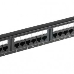 POWERTECH patch panel NETW-0046 για rack 19"/1U, 24 θυρών, CAT 6 UTP, μαύρο