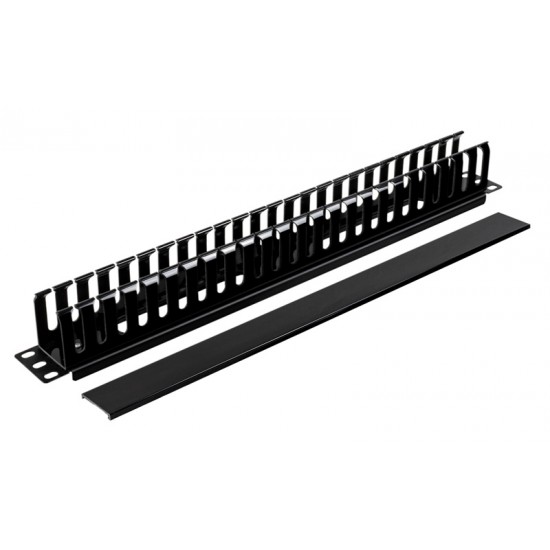 POWERTECH cable management NETW-0048 για rack 19"/1U, πλαστικό, μαύρο