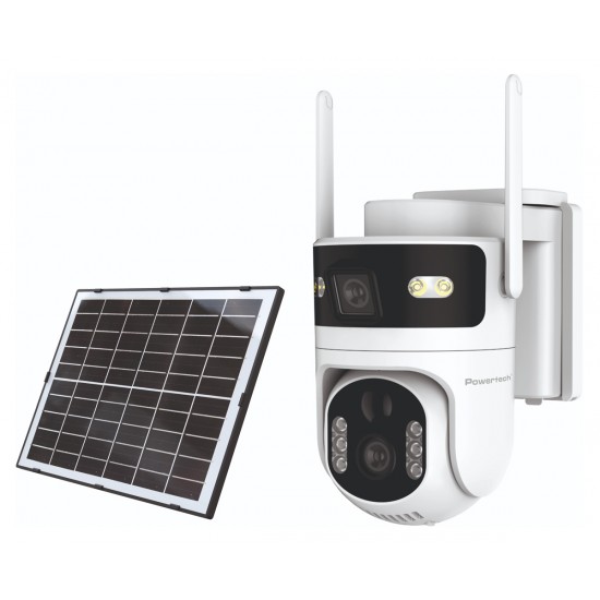POWERTECH smart ηλιακή κάμερα PT-1547, dual lens, 4MP, 4G, PTZ, SD, IP65