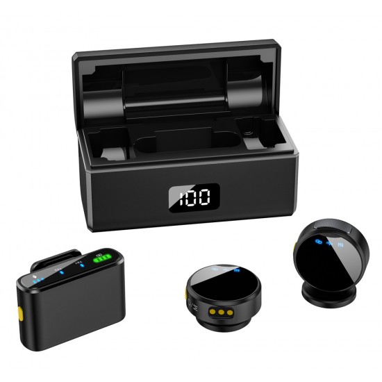 UPTECH ασύρματα μικρόφωνα UPW-M9MAX με θήκη φόρτισης, USB-C, 2.4GHz, μαύρο
