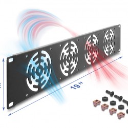 DELOCK κάλυμμα για 4x 80mm ανεμιστήρες 67416 για rack 19"/2U, μεταλλικό, μαύρο