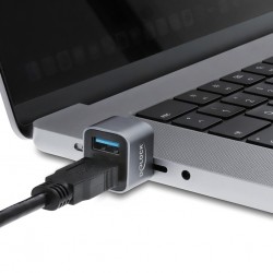 DELOCK mini USB hub 64359, 2x θυρών, USB 3.2, 10Gbps, USB-C σύνδεση, γκρι