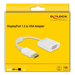 DELOCK αντάπτορας DisplayPort σε VGA 61007, Full HD, passive, λευκός