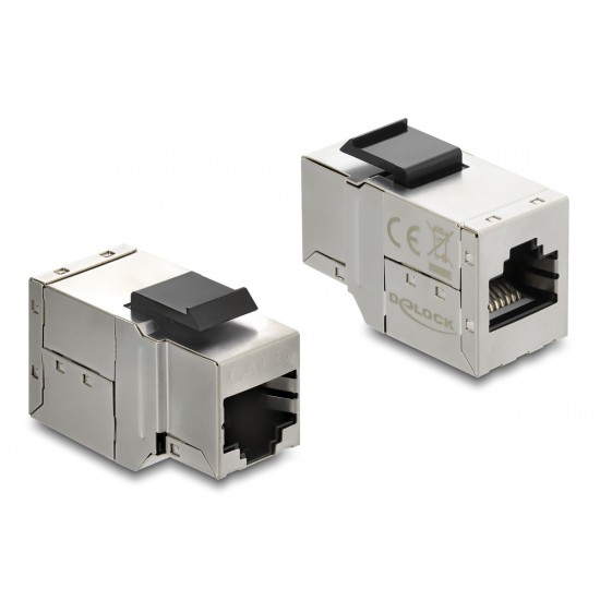 DELOCK Keystone module RJ45 90835, θηλυκό σε θηλυκό, Cat 6A STP, ασημί