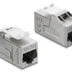 DELOCK Keystone module RJ45 91122, θηλυκό σε θηλυκό, Cat 6A STP, ασημί