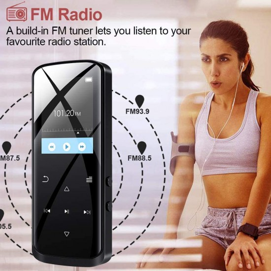 RUIZU MP3 player D50 με οθόνη 1.8", 16GB, Bluetooth, ελληνικό μενού, μαύρο