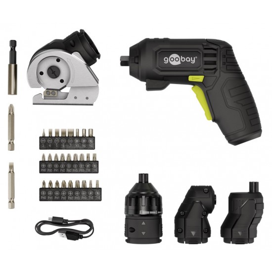 GOOBAY 4 σε 1 κατσαβίδι μπαταρίας με μύτες & εξαρτήματα 77817, LED φακός, 1500mAh