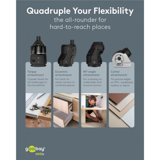 GOOBAY 4 σε 1 κατσαβίδι μπαταρίας με μύτες & εξαρτήματα 77817, LED φακός, 1500mAh