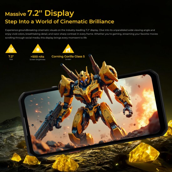 OUKITEL smartphone WP60, 7.2", 8/256GB, 5G, 10000mAh, IP68/IP69K/MIL-STD-810H, μαύρο