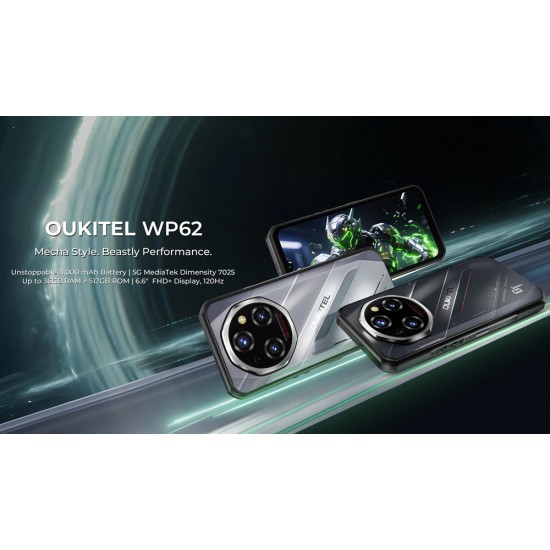 OUKITEL smartphone WP62, 6.6", 12/512GB, 5G, 11000mAh, IP68/IP69K/MIL-STD-810H, ασημί