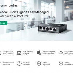 TP-LINK easy managed switch ES205GP, 5x Gigabit θύρες, PoE+, V1.0