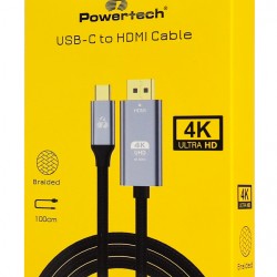 POWERTECH καλώδιο USB-C σε HDMI PTR-0171, 4K/60Hz, 10.2 Gbps, 1m, μαύρο