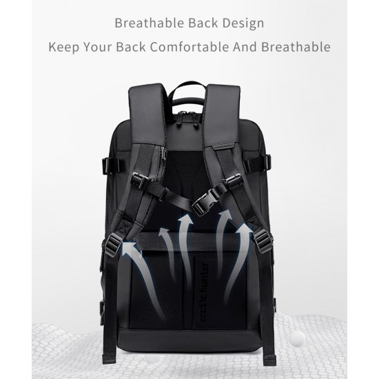 ARCTIC HUNTER τσάντα πλάτης B00866 με θήκη laptop 15.6", αεροστεγής θήκη, 35.5L/49.5L, μαύρη