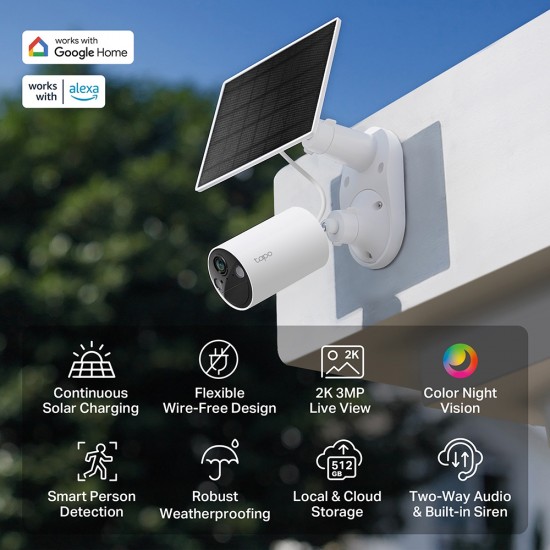 TP-LINK smart ηλιακή κάμερα Tapo C410 KIT, 2K/3MP, WiFi, IP65, V2.0