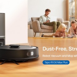 TP-LINK ρομποτική σκούπα Tapo RV30 Max Plus για σκούπισμα & σφουγγάρισμα, με χαρτογράφηση, WiFi, μαύρη, V1.0