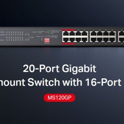 MERCUSYS rackmount switch MS120GP, 20x Gigabit θύρες, PoE+, V1.0