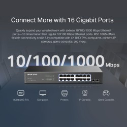 MERCUSYS desktop/rackmount switch MS116GS, 16x Gigabit θύρες, V1.0