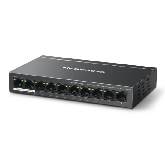MERCUSYS desktop switch MS110P, 10x 10/100Mbps θύρες, PoE+, V1.0
