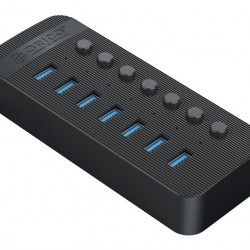 ORICO USB hub CT2U3-7AB με διακόπτες, 7x θυρών, USB 3.0, 5Gbps, USB σύνδεση, μαύρο