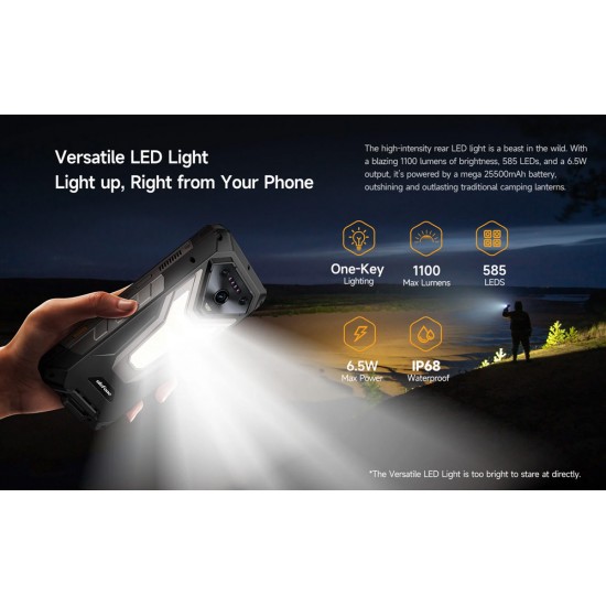 ULEFONE smartphone Armor 34 Pro Plus με βιντεοπροβολέα, 6.95", 5G, 16/512GB, 25500mAh, IP68/IP69K/MIL-STD-810H, μαύρο