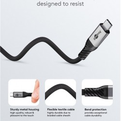 GOOBAY καλώδιο USB-C 74776, USB4, 240W, 80Gbps, 16K/60Hz, 1.5m, μαύρο