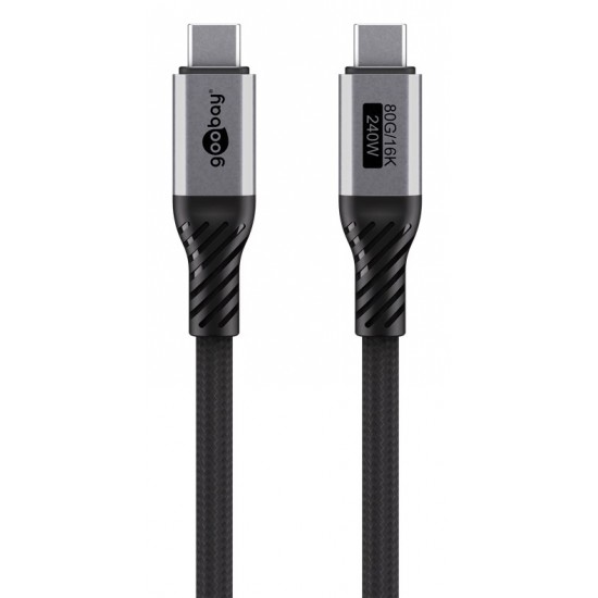GOOBAY καλώδιο USB-C 74776, USB4, 240W, 80Gbps, 16K/60Hz, 1.5m, μαύρο