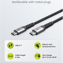 GOOBAY καλώδιο USB-C 79559, 60W, 480Mbps, 0.15m, μαύρο