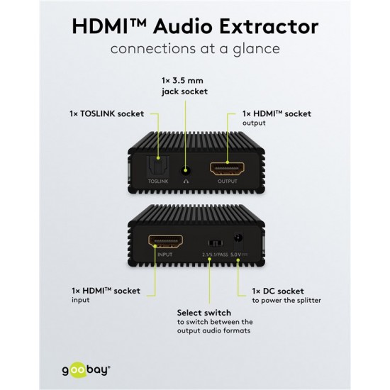 GOOBAY HDMI audio extractor 79138, 4K/30Hz, μαύρο