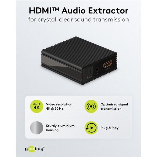 GOOBAY HDMI audio extractor 79138, 4K/30Hz, μαύρο