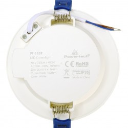 POWERTECH LED φωτιστικό downlight PT-1559, 9W, Φ116x25mm, 4000K, 765lm, λευκό
