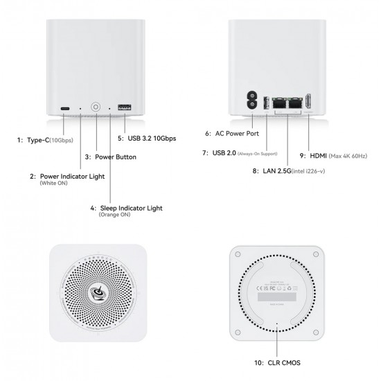 BEELINK mini PC/NAS ME Mini με 6x θέσεις M.2, Intel N95, 12GB, 1TB M.2, Windows 11 Home