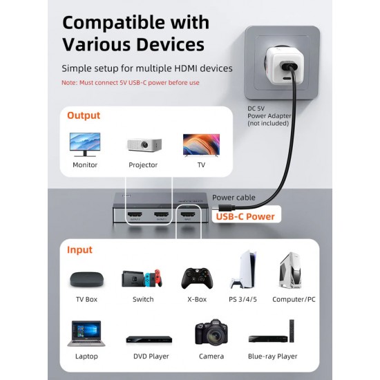 CABLETIME HDMI splitter CT-HSP4K2-AG, 1 σε 2, 4K/60Hz, uni-directional, γκρι